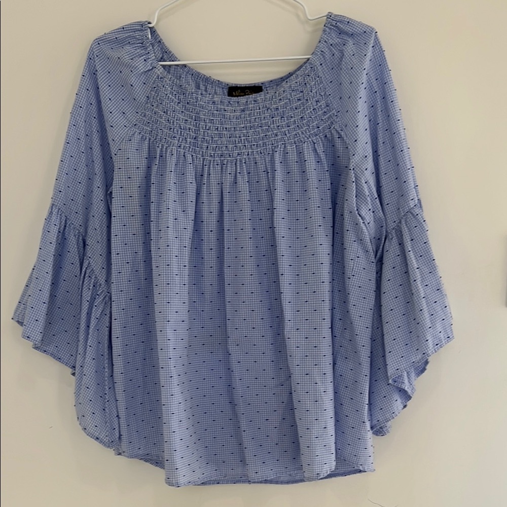 Melissa Paige Blue Smocked Women's Top